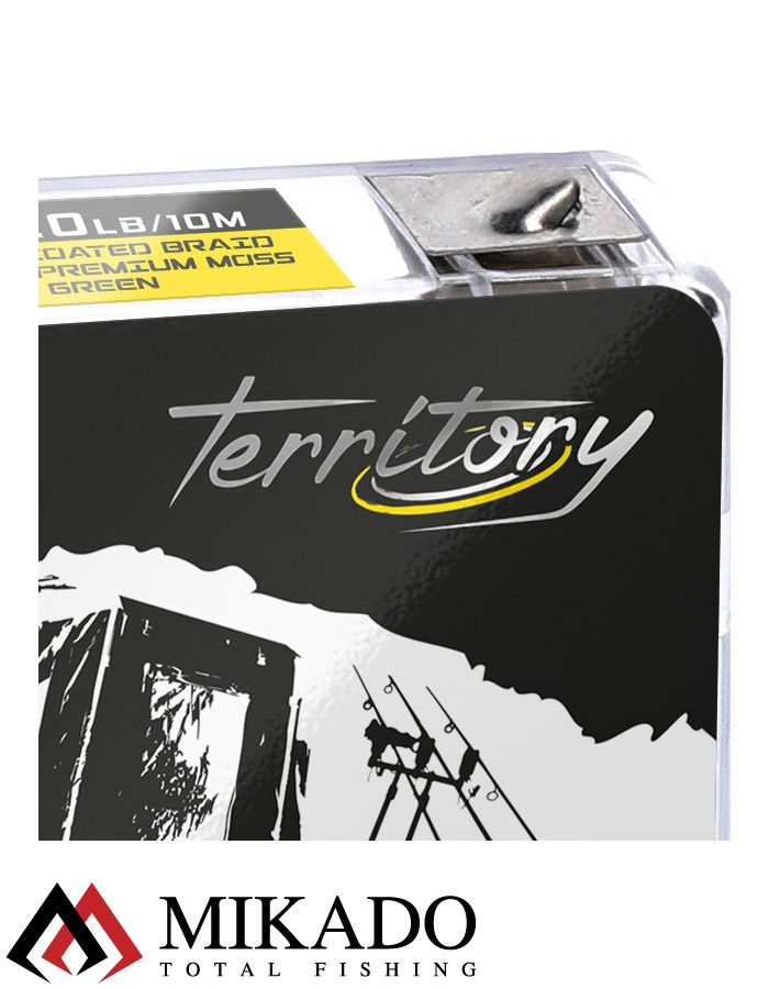 Поводочный плетеный шнур Mikado Territory COATED BRAID PREMIUM мягкий в оболочке 20LB (10 м) тём.-зел