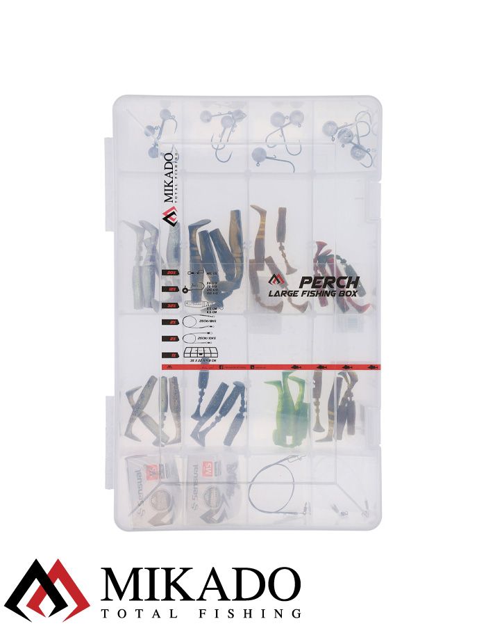 Набор силиконовых приманок Mikado PERCH SOFT LURE KIT на окуня в коробке бол.