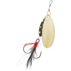 Блесна вращающаяся с кисточкой Mikado M-GRUB № 4, 13 г., GOLD/BLACK LEMON