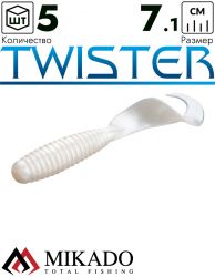 Твистер Mikado TWISTER 71 мм., 3.8 г., 01T (5 шт.)