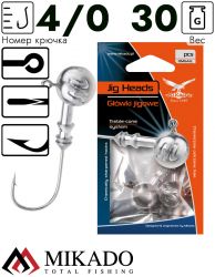 Джиг - головка Mikado ABERDEEN BN 30 г., крючок № 4/0  ( 3 шт.)