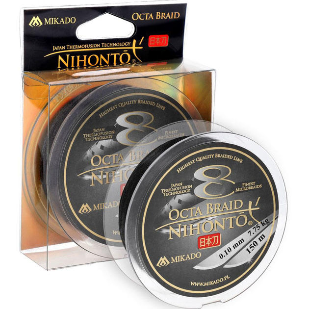 Плетеный шнур Mikado NIHONTO OCTA BRAID 0,10 black (150 м) - 7.75 кг.