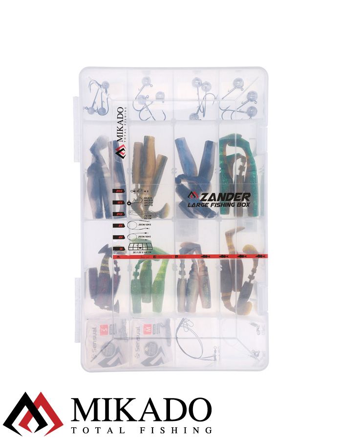 Набор силиконовых приманок Mikado ZANDER SOFT LURE KIT на судака в коробке бол.