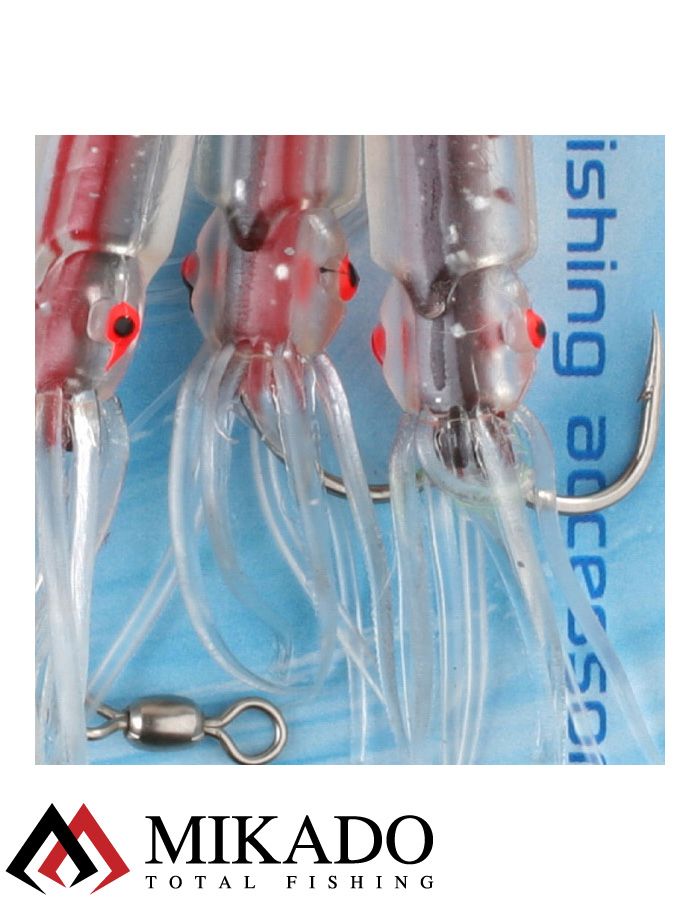 Морская оснастка Mikado SQUID RIG 7.5 см, крючок_№4/0 (3шт.)