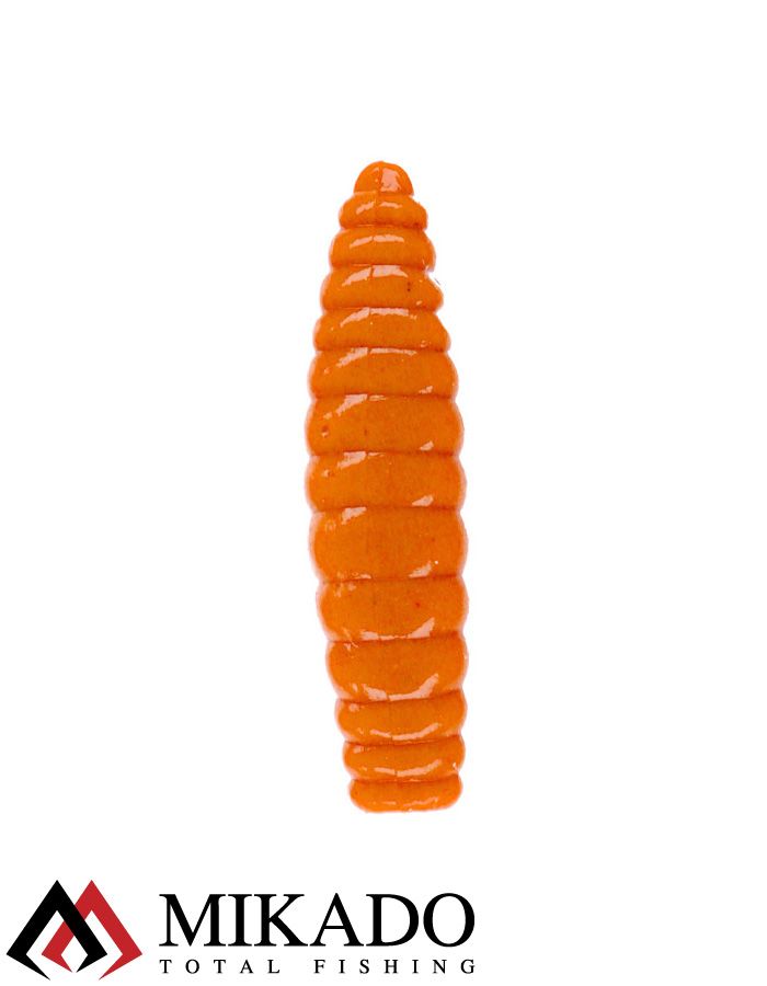 Личинка крупная силиконовая Mikado TROUT CAMPIONE FAT GRUB (чеснок) 2.6 см., 0.58 г., ORANGE (8 шт.)