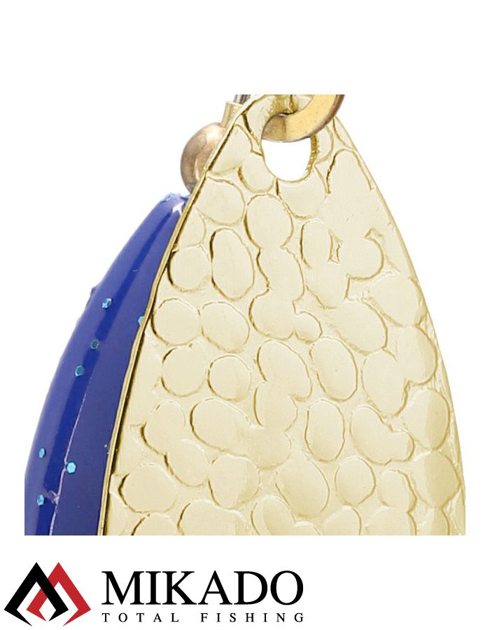 Блесна вращающаяся с кисточкой Mikado M-GRUB № 4, 13 г., GOLD/BLUE KNIGHT