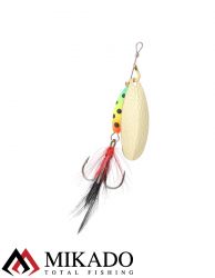 Блесна вращающаяся с кисточкой Mikado M-GRUB № 4, 13 г., GOLD/FIRETIGER
