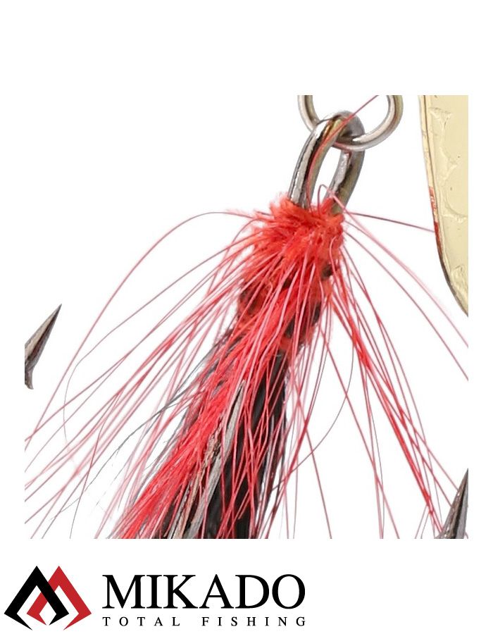 Блесна вращающаяся с кисточкой Mikado M-GRUB № 4, 13 г., GOLD/FIRETIGER