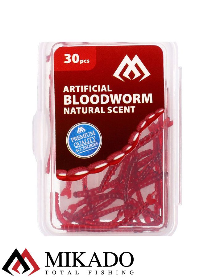 Мотыль искусственный Mikado NATURAL SCENT ARTIFICIAL BLOODWORM, 1.5 см. (30 шт.)