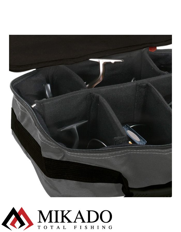 Сумка для рыболовных катушек Mikado R004B (38 x 29 x 13 cм.) серо-чёрный