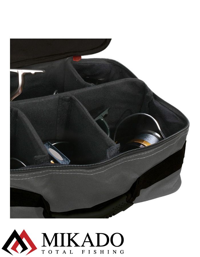 Сумка для рыболовных катушек Mikado R004B (38 x 29 x 13 cм.) серо-чёрный