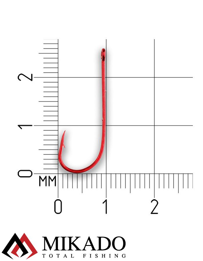 Крючки Mikado SENSUAL - ROUND с заусенцами № 4 RED (с ушком) ( 10 шт.)