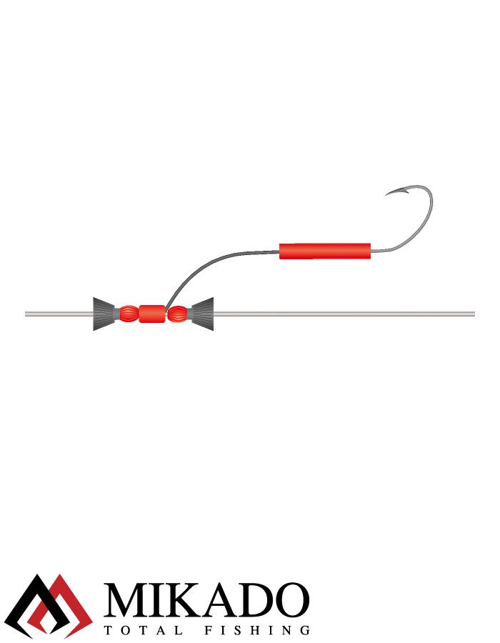 Оснастка на сома Mikado SET III - BIG BAIT READY RIG (200см, попл.10г,тройник №4/0, крюк №4/0) 100кг