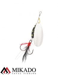 Блесна вращающаяся с кисточкой Mikado M-GRUB № 4, 13 г., SILVER/BLACK LEMON