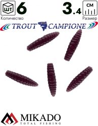 Личинка крупная силиконовая Mikado TROUT CAMPIONE FAT GRUB (чеснок) 3.4 см., 1 г., EARTHWORM (6 шт.)