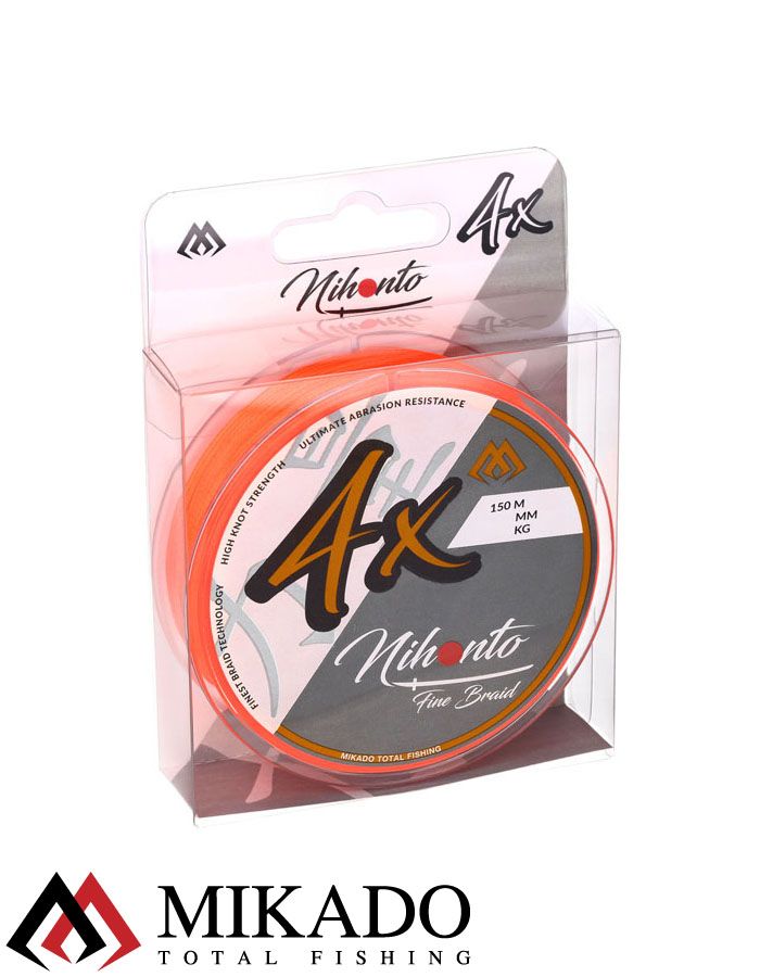 Плетеный шнур Mikado NIHONTO FINE BRAID 0,12 orange (150 м) -  8.80 кг.