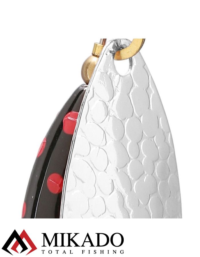 Блесна вращающаяся с кисточкой Mikado M-GRUB № 4, 13 г., SILVER/BLACK TIGER