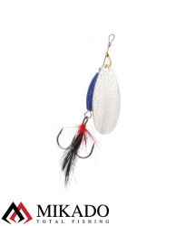 Блесна вращающаяся с кисточкой Mikado M-GRUB № 4, 13 г., SILVER/BLUE KNIGHT