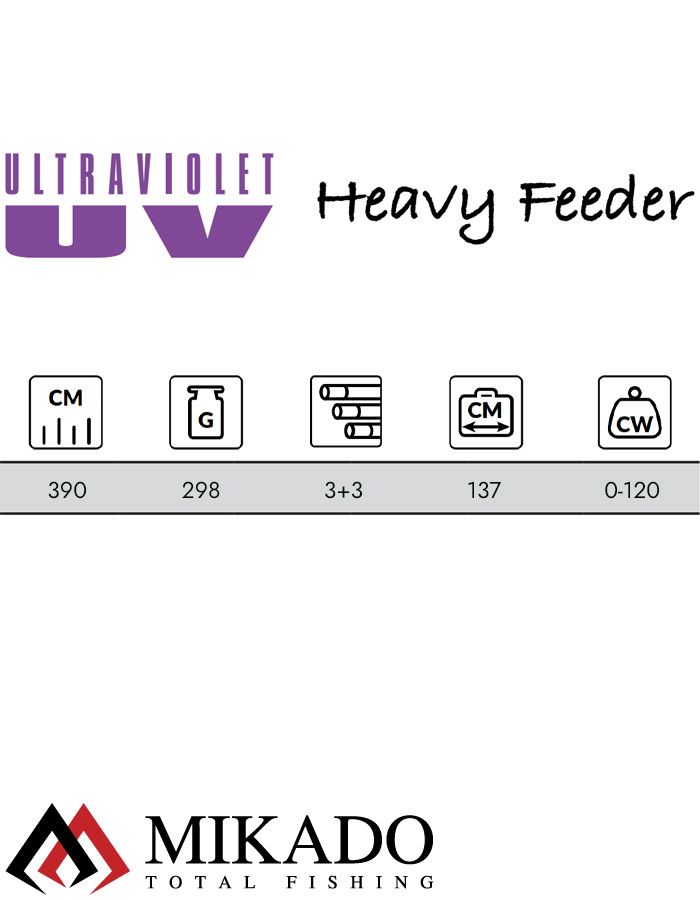 Удилище фидерное Mikado ULTRAVIOLET HEAVY Feeder 390 (до 120 г.)