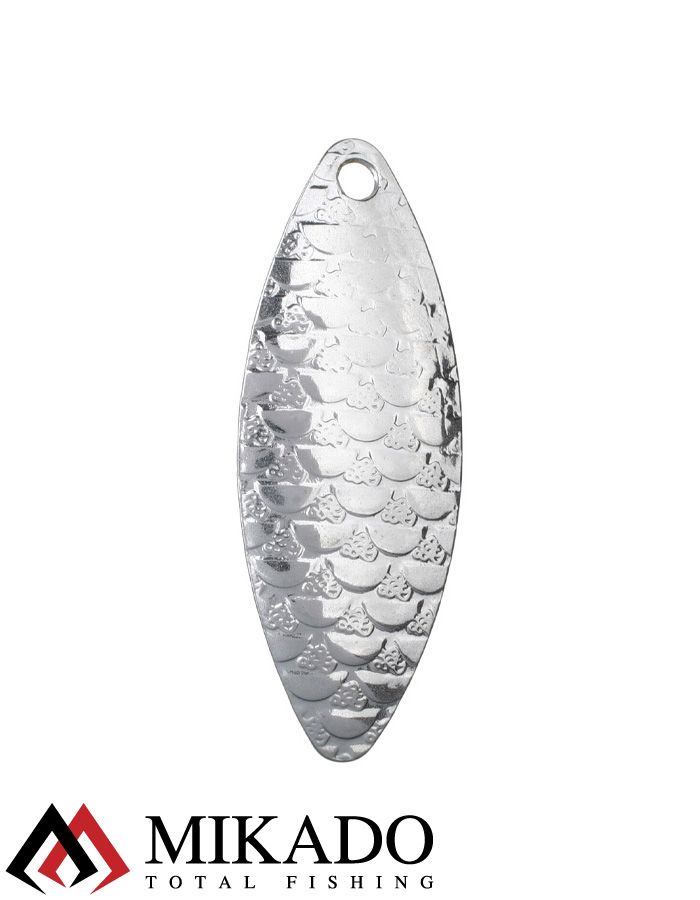 Блесна вращающаяся Mikado STREAM №3, 10 г., серебро 00 чешуя, длина лепестка 52 мм.