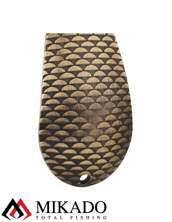 Блесна колеблющаяся Mikado TRACKER №1, 38 г., 8.5 см., состаренная латунь