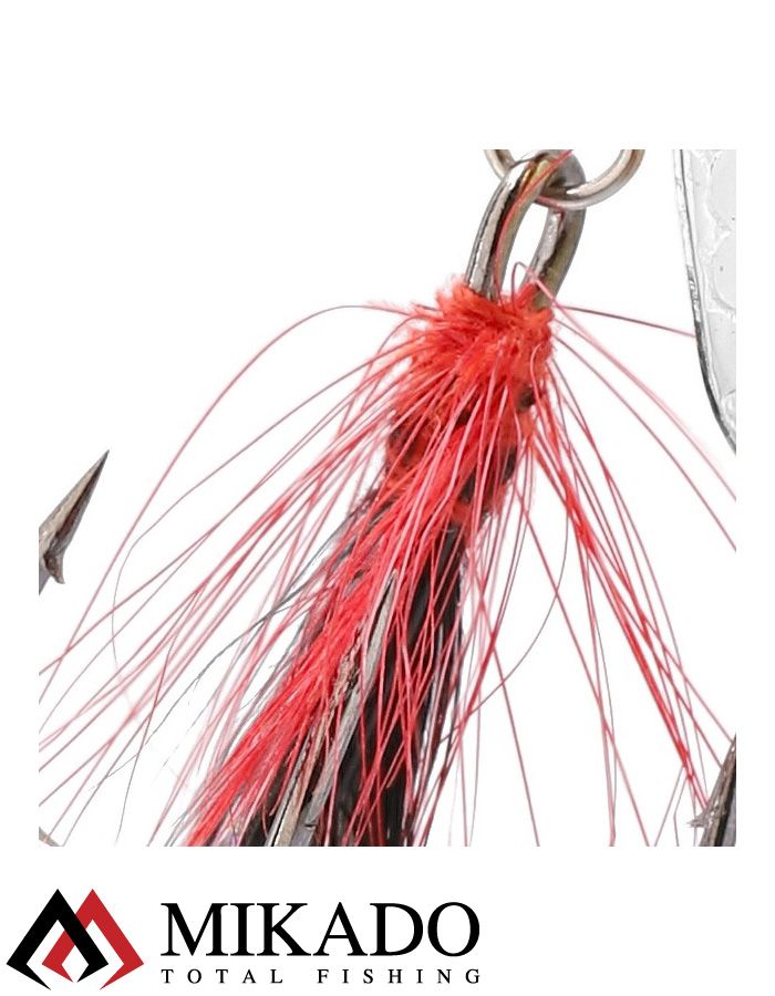 Блесна вращающаяся с кисточкой Mikado M-GRUB № 4, 13 г., SILVER/FIRETIGER