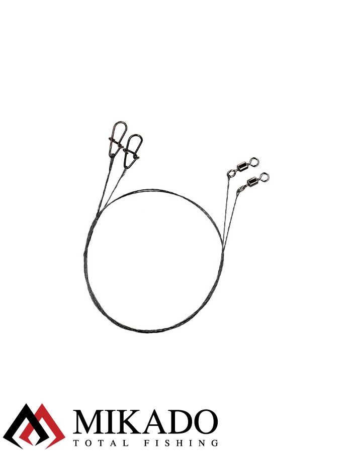 Поводок вольфрамовый Mikado Lithanium с вертлюжком и застёжкой FS 15 см., 2.5кг. ( 2 шт.)