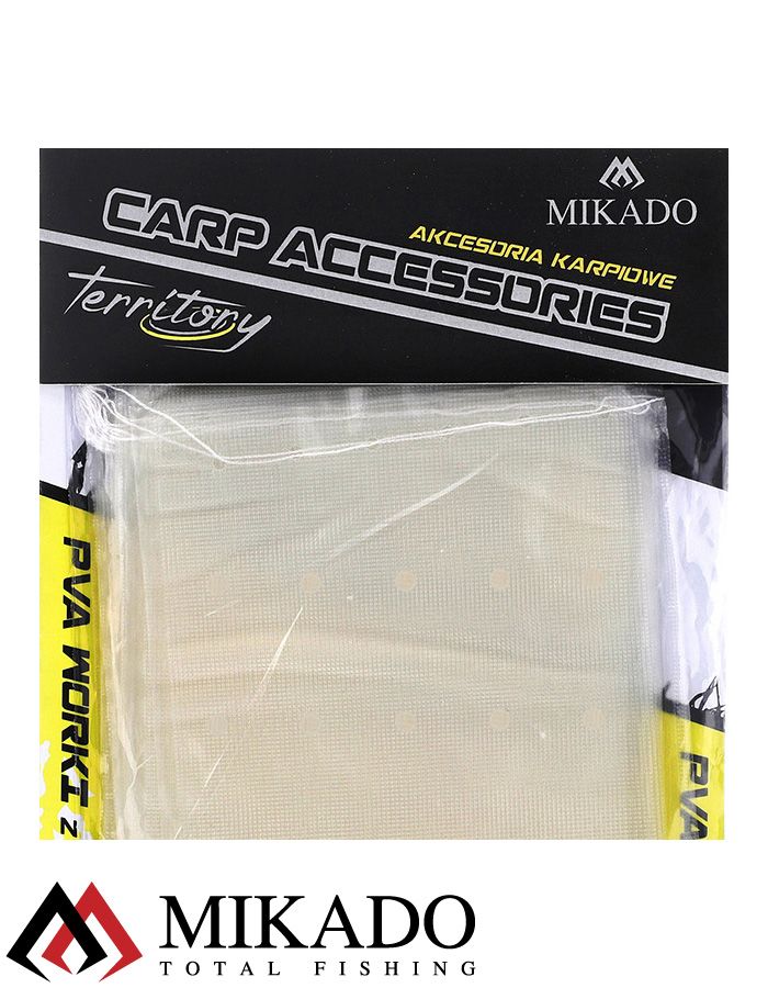 Пакеты ПВА Mikado с затяжкой, с отверстиями (прямоугольные) 100 x 125 мм.  ( 10 шт.)