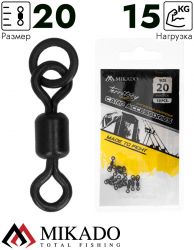 Вертлюг роликовый Mikado Territory MICRO с кольцом, №20, 15кг., черный (10шт.)