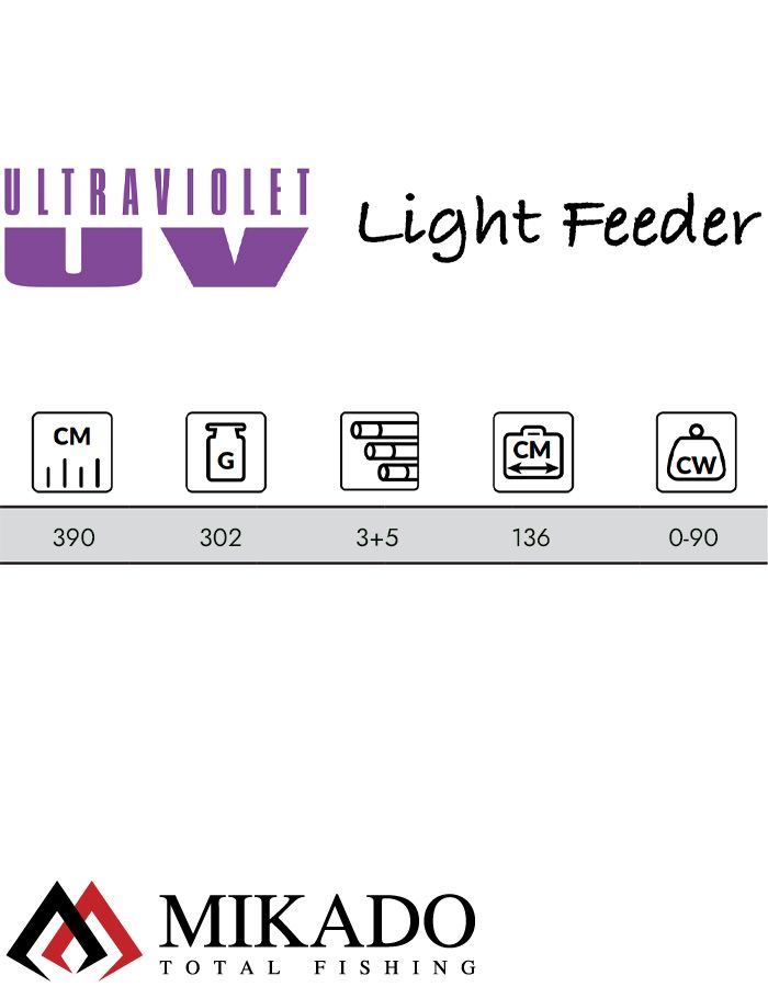 Удилище фидерное Mikado ULTRAVIOLET LIGHT Feeder 390 (до 90 г.)