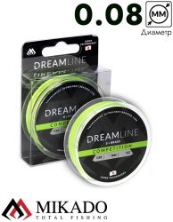 Плетеный шнур Mikado DREAMLINE Competition 0.08 fluo green (10 м) - 6.91 кг.