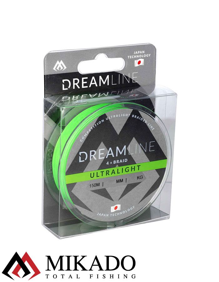 Плетеный шнур Mikado DREAMLINE Ultralight 0.035 fluo green (150 м) 2,53 кг.