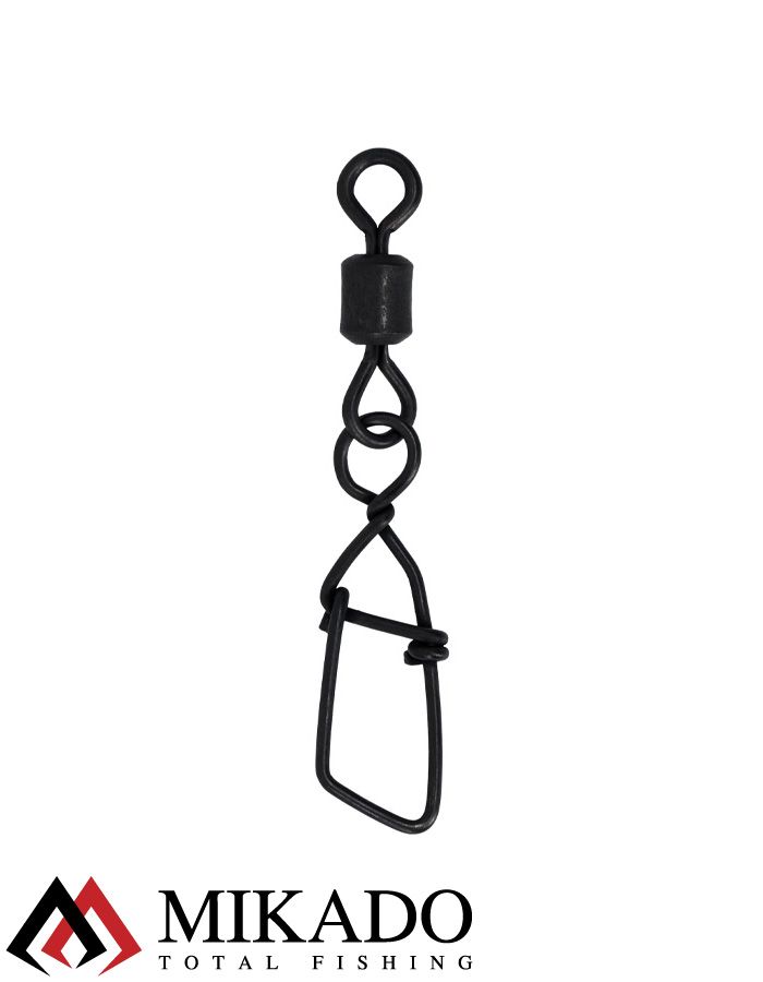 Вертлюжок роликовый Mikado с застежкой German A № 1/0 черный, матовый ( 5 шт.)