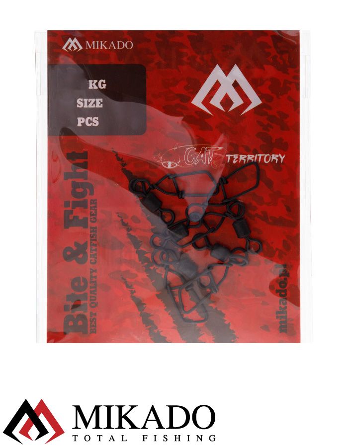 Вертлюжок роликовый Mikado с застежкой German A № 1/0 черный, матовый ( 5 шт.)