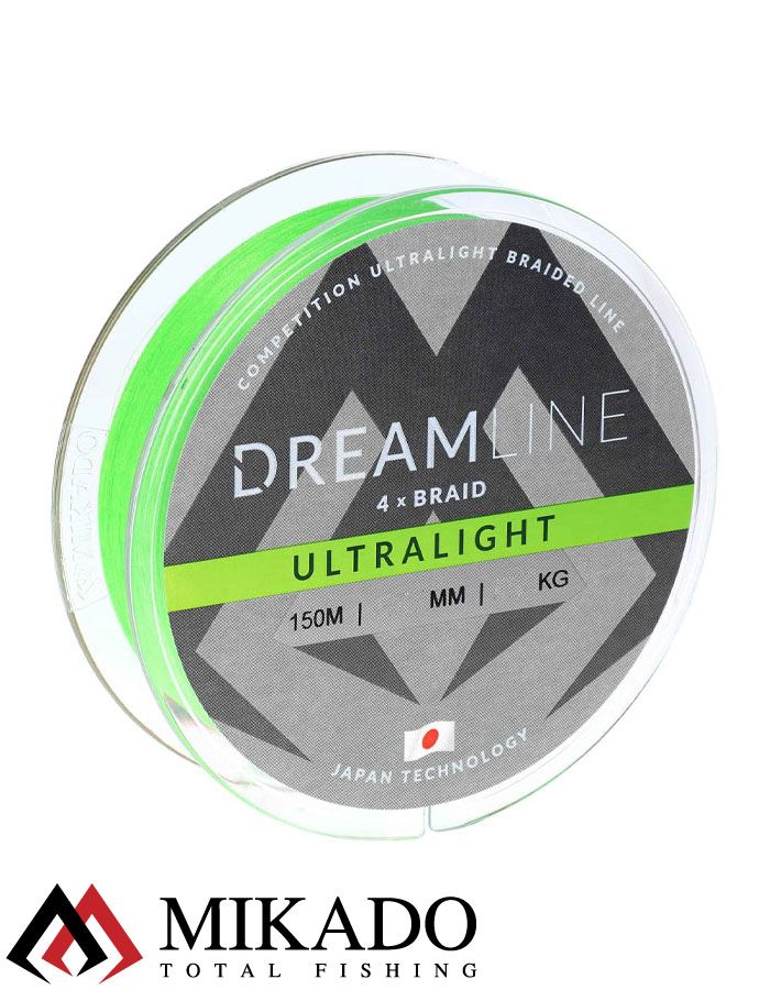 Плетеный шнур Mikado DREAMLINE Ultralight 0.058 fluo green (150 м) 4,43 кг.