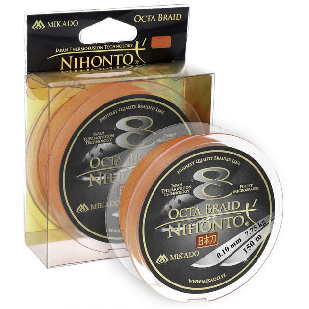 Плетеный шнур Mikado NIHONTO OCTA BRAID 0,16 orange (150 м) - 12.90 кг.