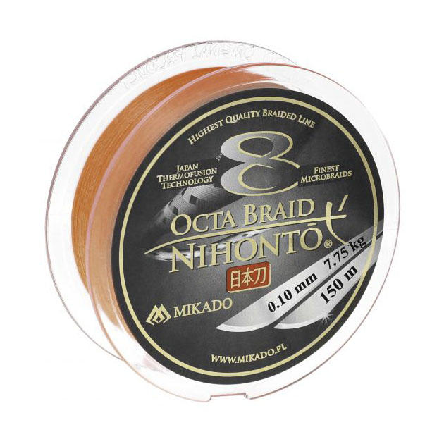 Плетеный шнур Mikado NIHONTO OCTA BRAID 0,16 orange (150 м) - 12.90 кг.