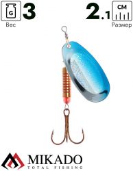 Блесна вращающаяся Mikado BLASTER №1, 3 г., серебро 00 HOLO, длина лепестка 21 мм.