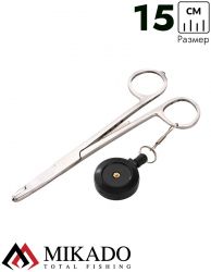 Зажим рыболовный Mikado прямой с ретривером AI-0438A
