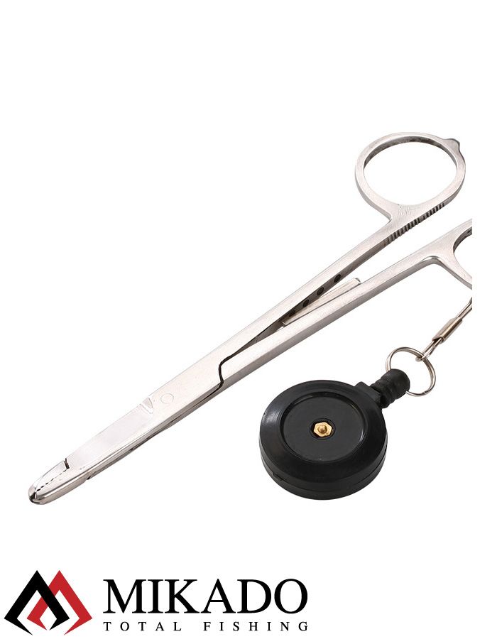 Зажим рыболовный Mikado прямой с ретривером AI-0438A
