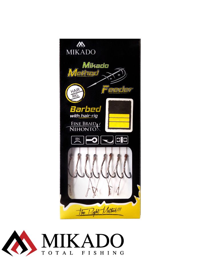 Крючки с поводками Mikado METHOD FEEDER 10 см.крючок № 14 / 0.10 мм.( 8 шт.)