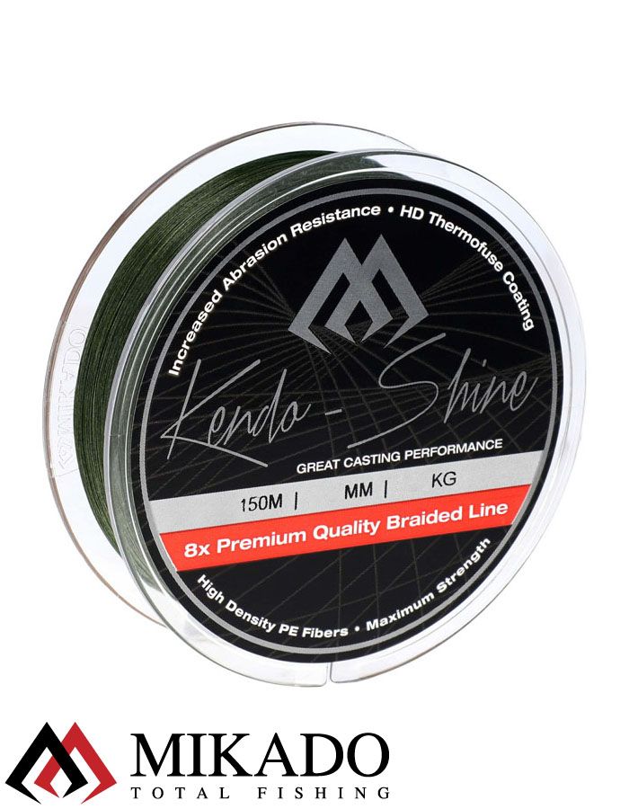 Плетеный шнур Mikado KENDO SHINE 8-x HDPE 0.18 green (150 м) 17,81 кг.