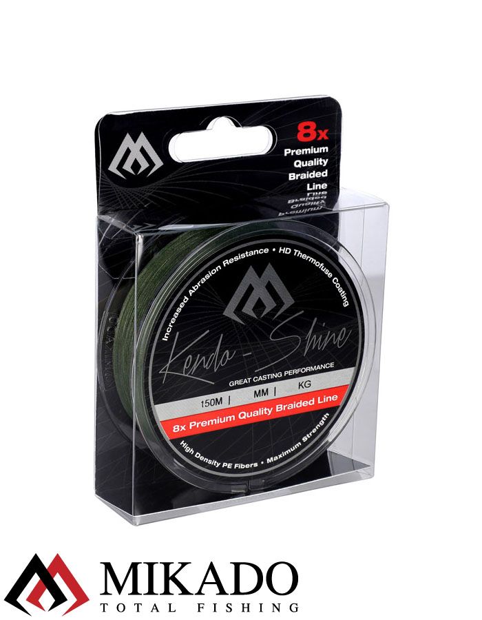 Плетеный шнур Mikado KENDO SHINE 8-x HDPE 0.18 green (150 м) 17,81 кг.