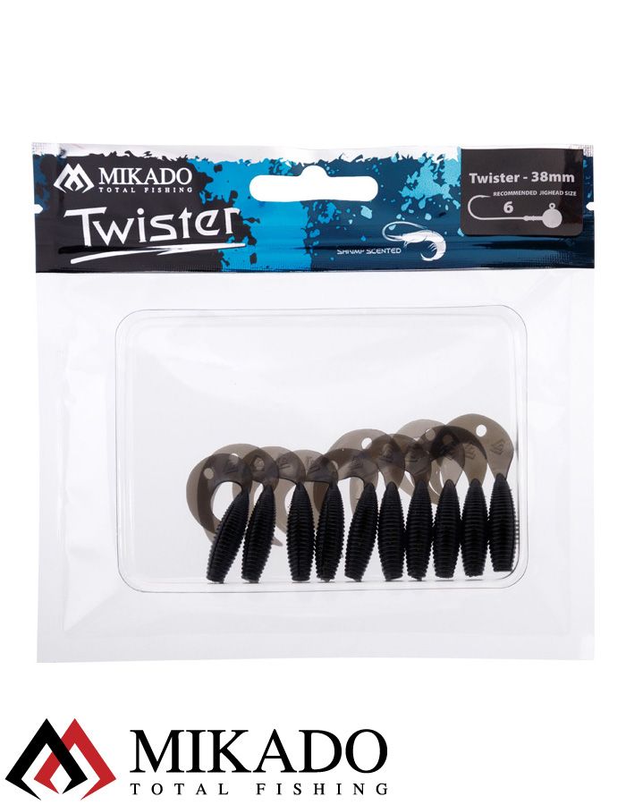Твистер Mikado TWISTER 38 мм., 0.7 г., BLACK (10 шт.)