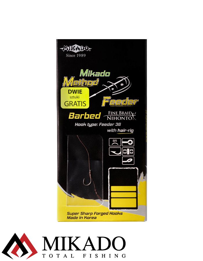 Крючки с поводками Mikado METHOD FEEDER 10 см.крючок № 16 / 0.10 мм.( 8 шт.)