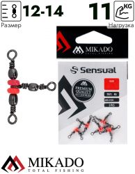 Вертлюжок тройной Mikado Crossline тип С BN 12*14.  тест 11 кг. (5 шт.)