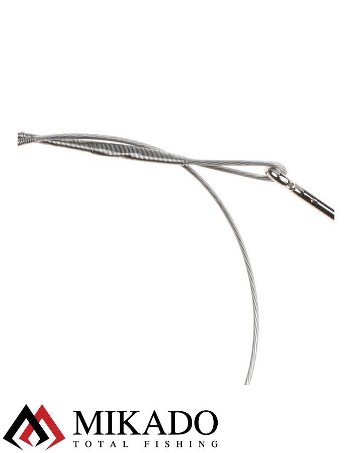 Поводок стальной Mikado X-Plode с вертлюжком и крючком 15/20/25 см., 10 кг., ZG11-012-30