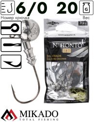 Джиг - головка Mikado NIHONTO BN 20 г., крючок № 6/0  ( 3 шт.)