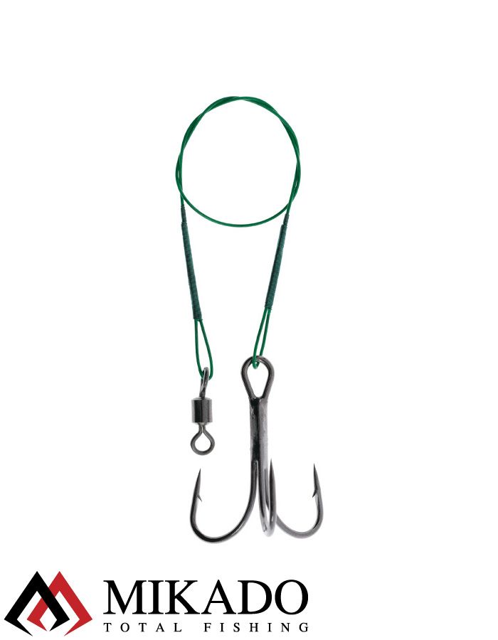 Поводок стальной Mikado X-Plode с вертлюжком и крючком 15/20/25 см., 10 кг., ZG11-013-30