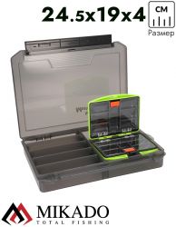 Коробка Mikado для рыболовных принадлежностей с герм.боксом METHOD FEEDER COMPACT BOX (24.5x19x4)